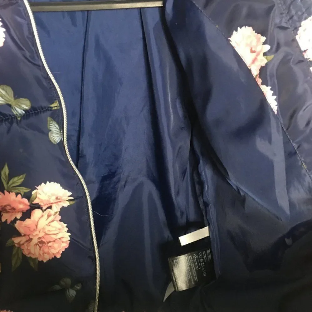 H&M Dark blue pink floral  jacket